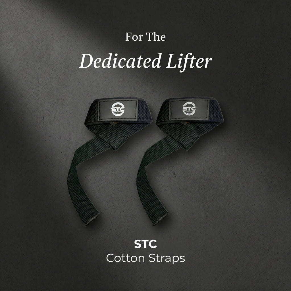 New STC Heavy Weight Lifting Cotton Strap – Gym Training Wrist Support (Black)