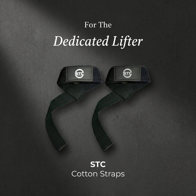 New STC Heavy Weight Lifting Cotton Strap – Gym Training Wrist Support (Black) Hover Image