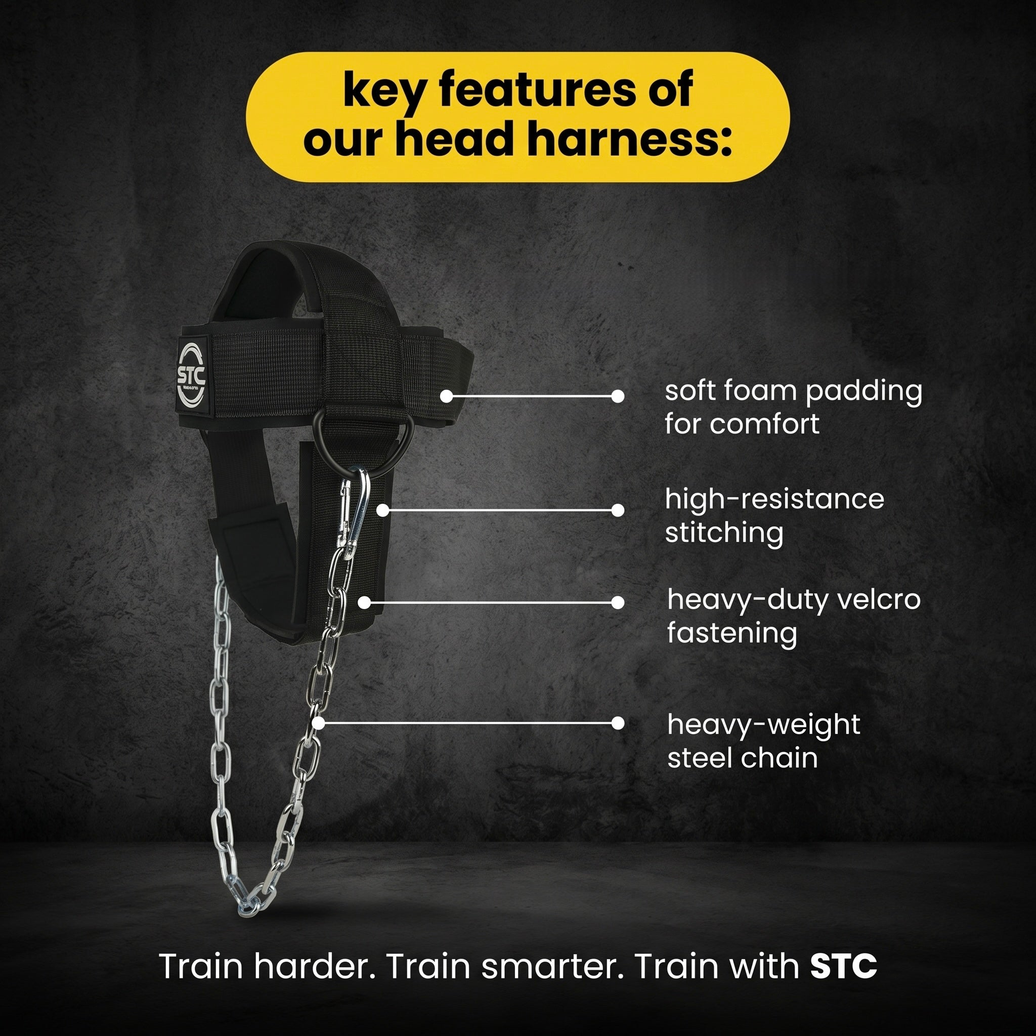 STC Adjustable Head Harness – Neck Training Muscle Builder (Weight Lifting, Black)
