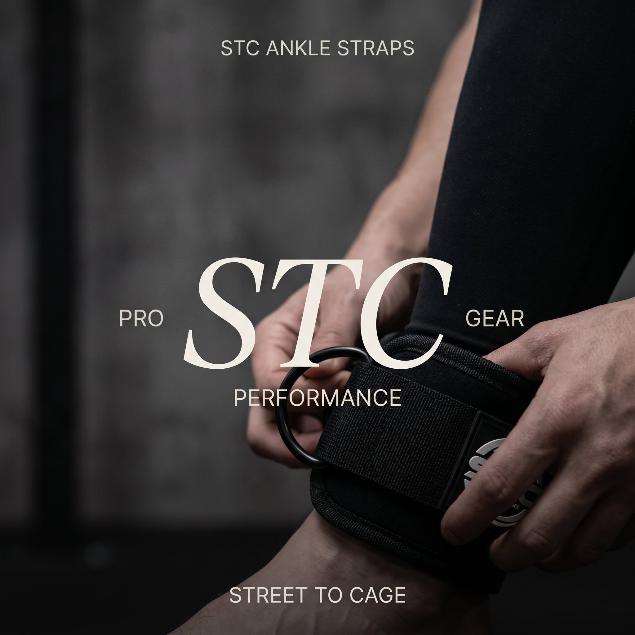STC D-Ring Ankle Straps Pair – Weight Lifting Cable Attachment (Neoprene, Black)