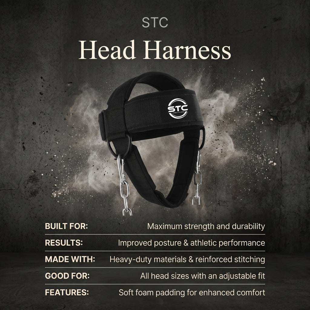 STC Adjustable Head Harness – Neck Training Muscle Builder (Weight Lifting, Black)