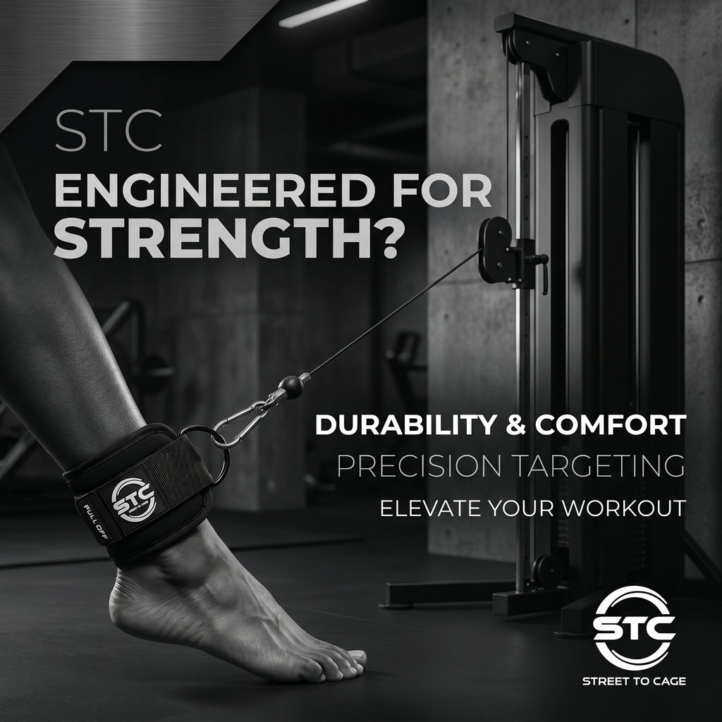 STC D-Ring Ankle Straps Pair – Weight Lifting Cable Attachment (Neoprene, Black)