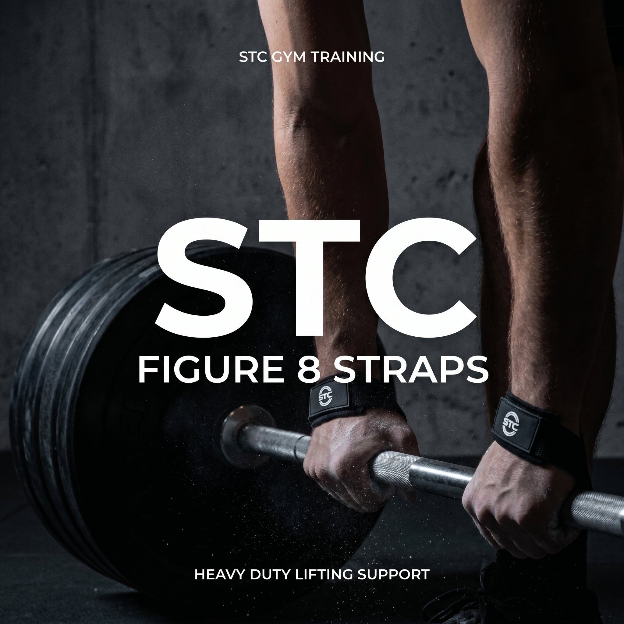 STC Figure 8 Weight Lifting Straps – Heavy Duty Wrist Support (Black)