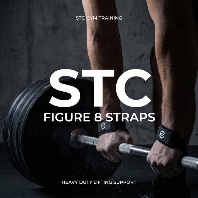 STC Figure 8 Weight Lifting Straps – Heavy Duty Wrist Support (Black) Hover Image