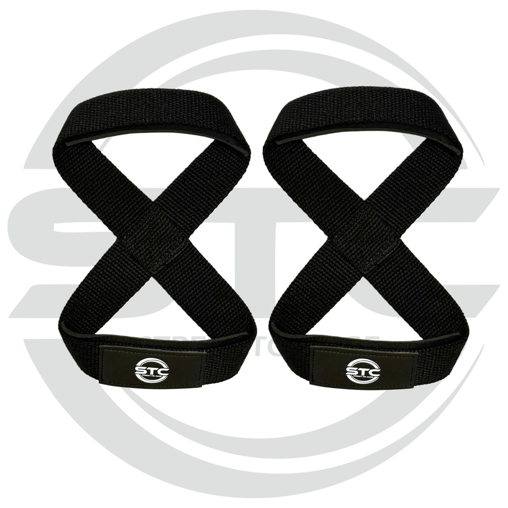 STC Figure 8 Weight Lifting Straps – Heavy Duty Wrist Support (Black)