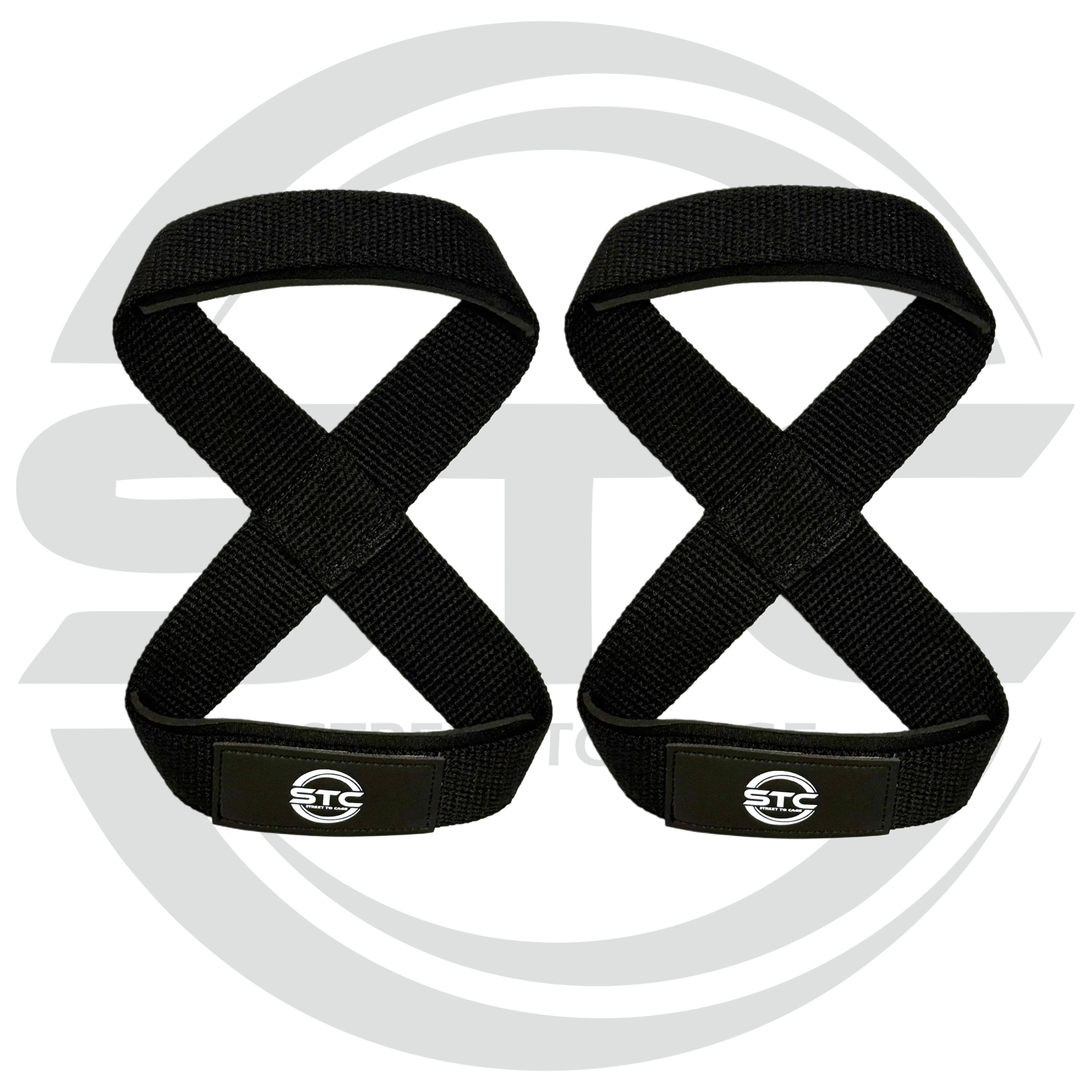 STC Figure 8 Weight Lifting Straps – Heavy Duty Wrist Support (Black)