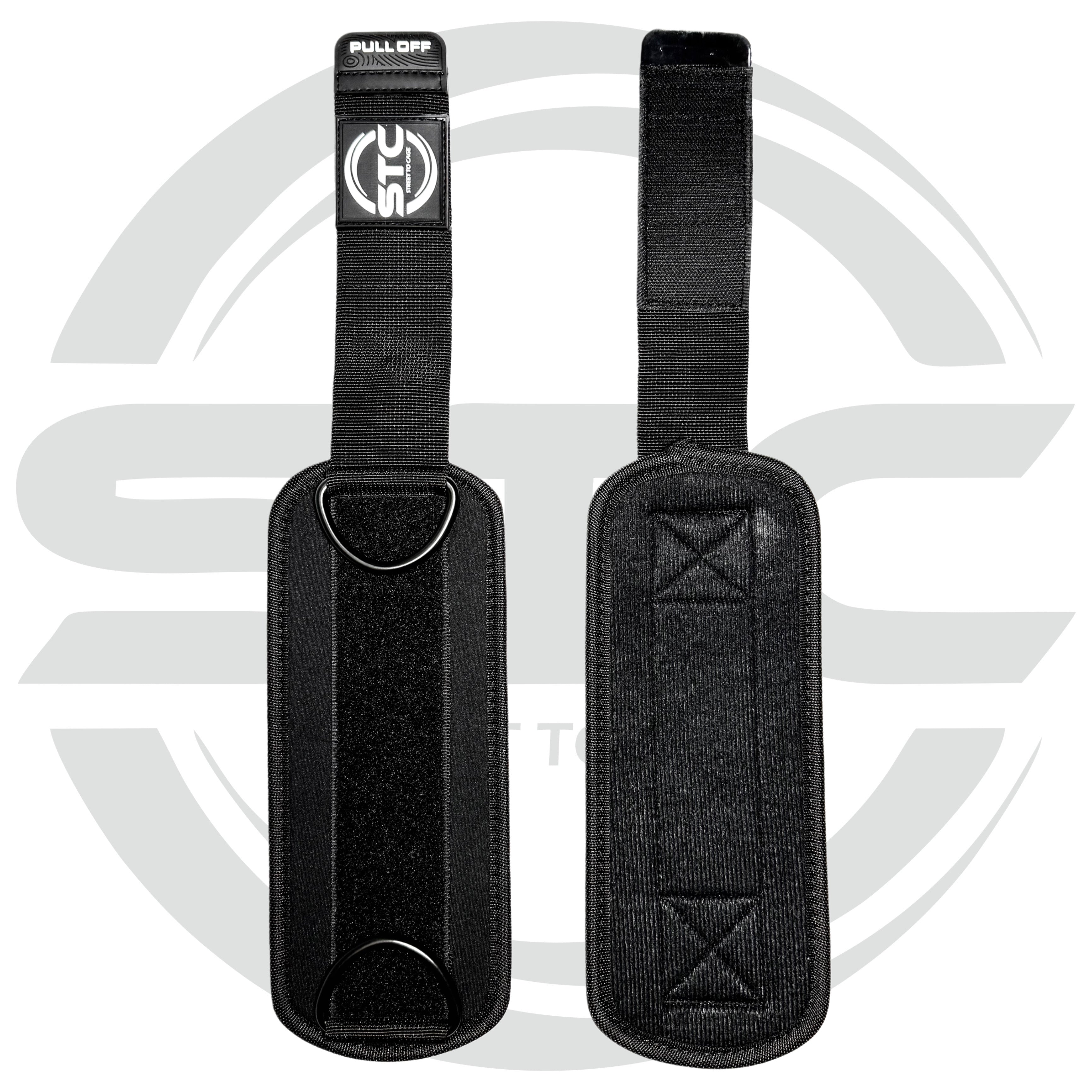 STC D-Ring Ankle Straps Pair – Weight Lifting Cable Attachment (Neoprene, Black)
