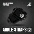 STC D-Ring Ankle Straps Pair – Weight Lifting Cable Attachment (Neoprene, Black)
