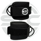 STC D-Ring Ankle Straps Pair – Weight Lifting Cable Attachment (Neoprene, Black)