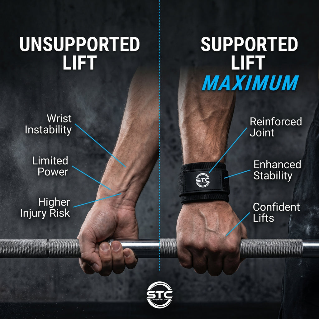 STC Gym Training Wrist Wraps Black Weight Lifting Wrist Support Straps