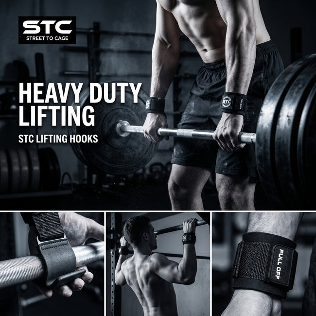 STC Gym Training Wrist Wraps Black Weight Lifting Wrist Support Straps Hover Image