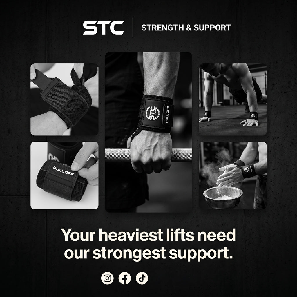 STC Gym Training Wrist Wraps Black Weight Lifting Wrist Support Straps