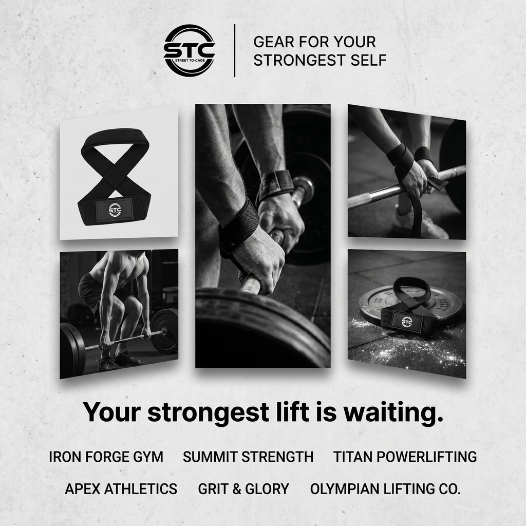 STC Figure 8 Weight Lifting Straps – Heavy Duty Wrist Support (Black)