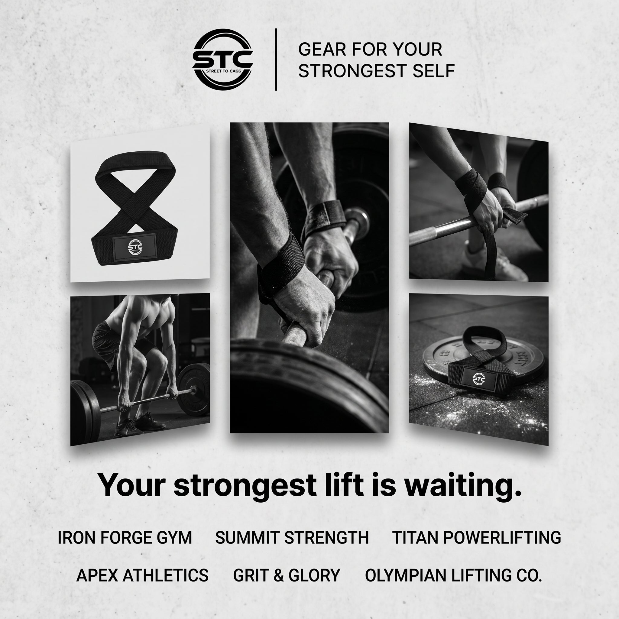 STC Figure 8 Weight Lifting Straps – Heavy Duty Wrist Support (Black)