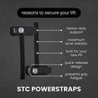 STC Black Power Weight Lifting Straps – Gym Training Pull Up Wrist Support Wraps