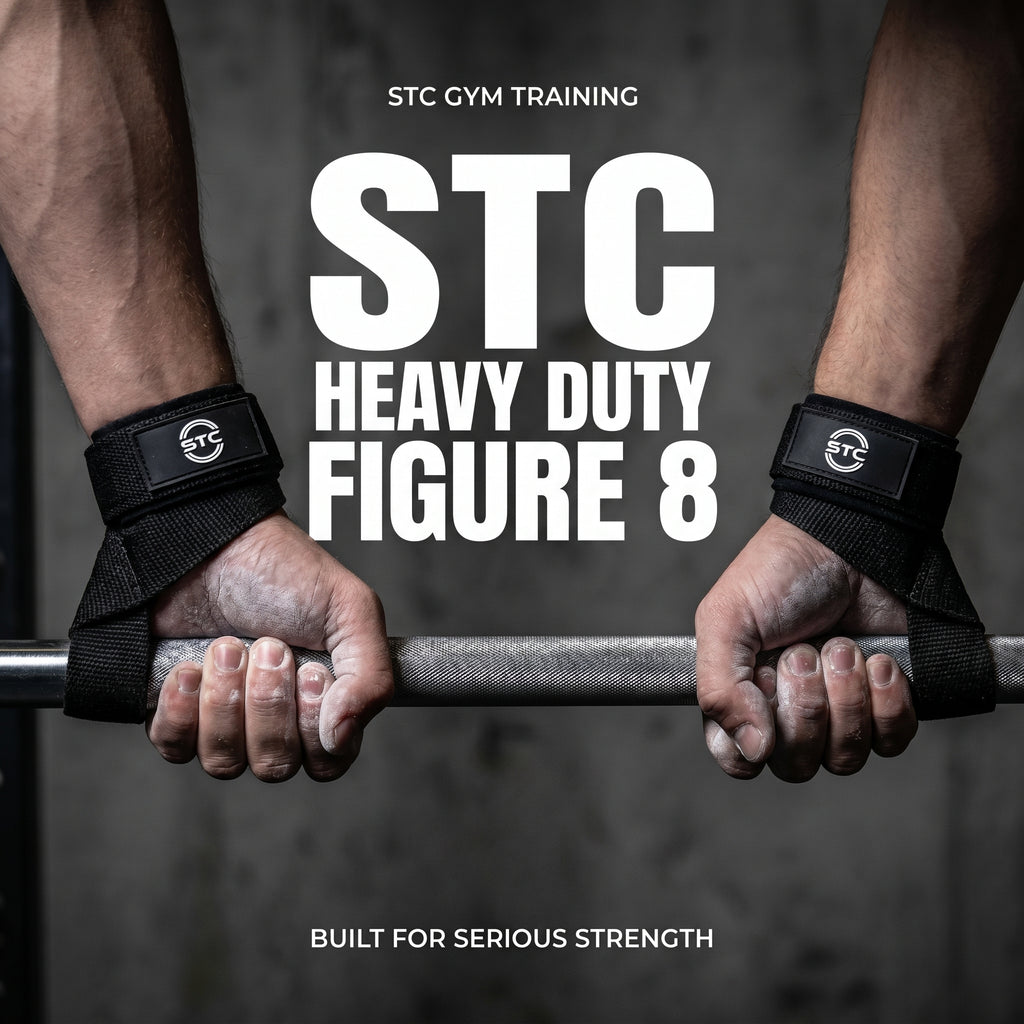 STC Figure 8 Weight Lifting Straps – Heavy Duty Wrist Support (Black)