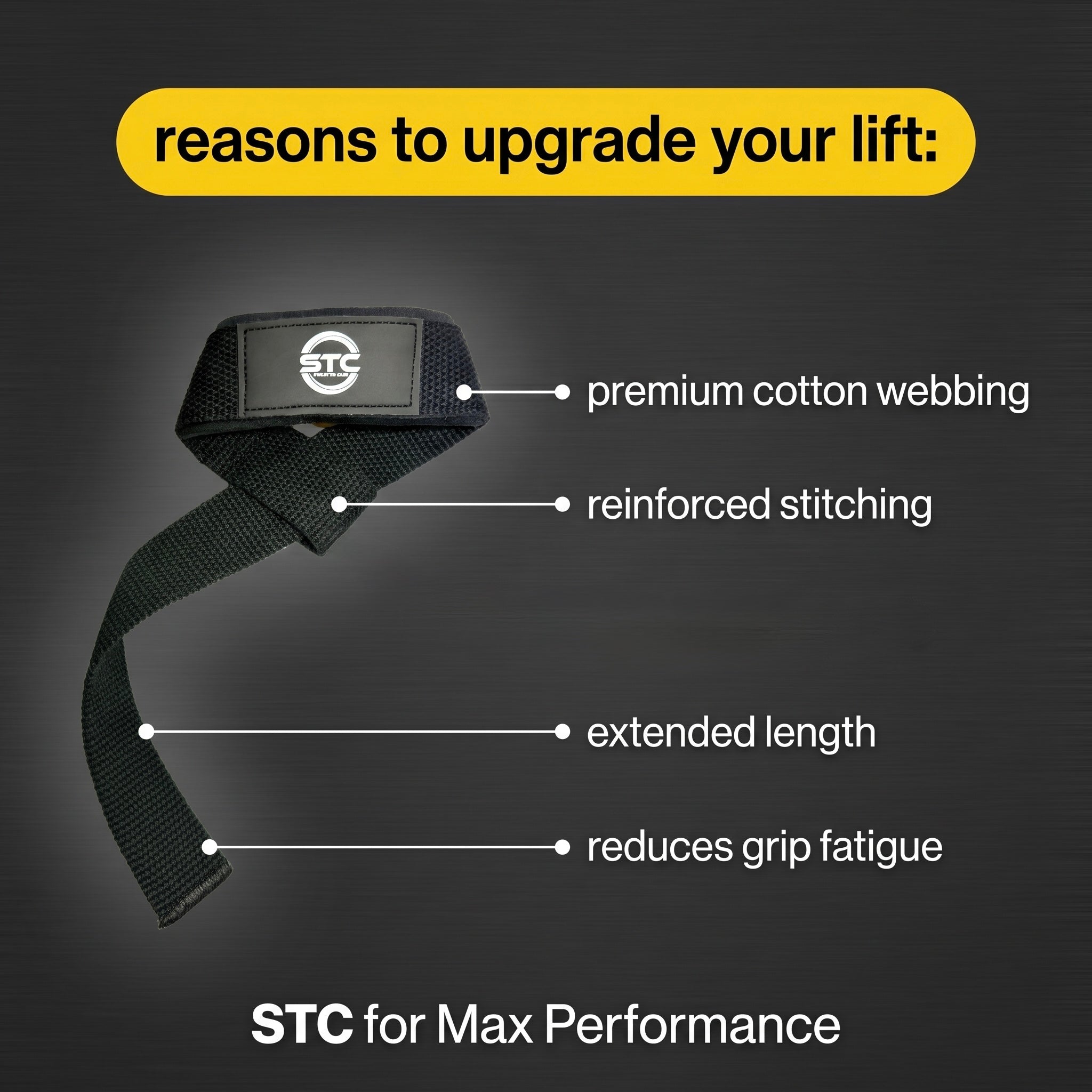 New STC Heavy Weight Lifting Cotton Strap – Gym Training Wrist Support (Black)
