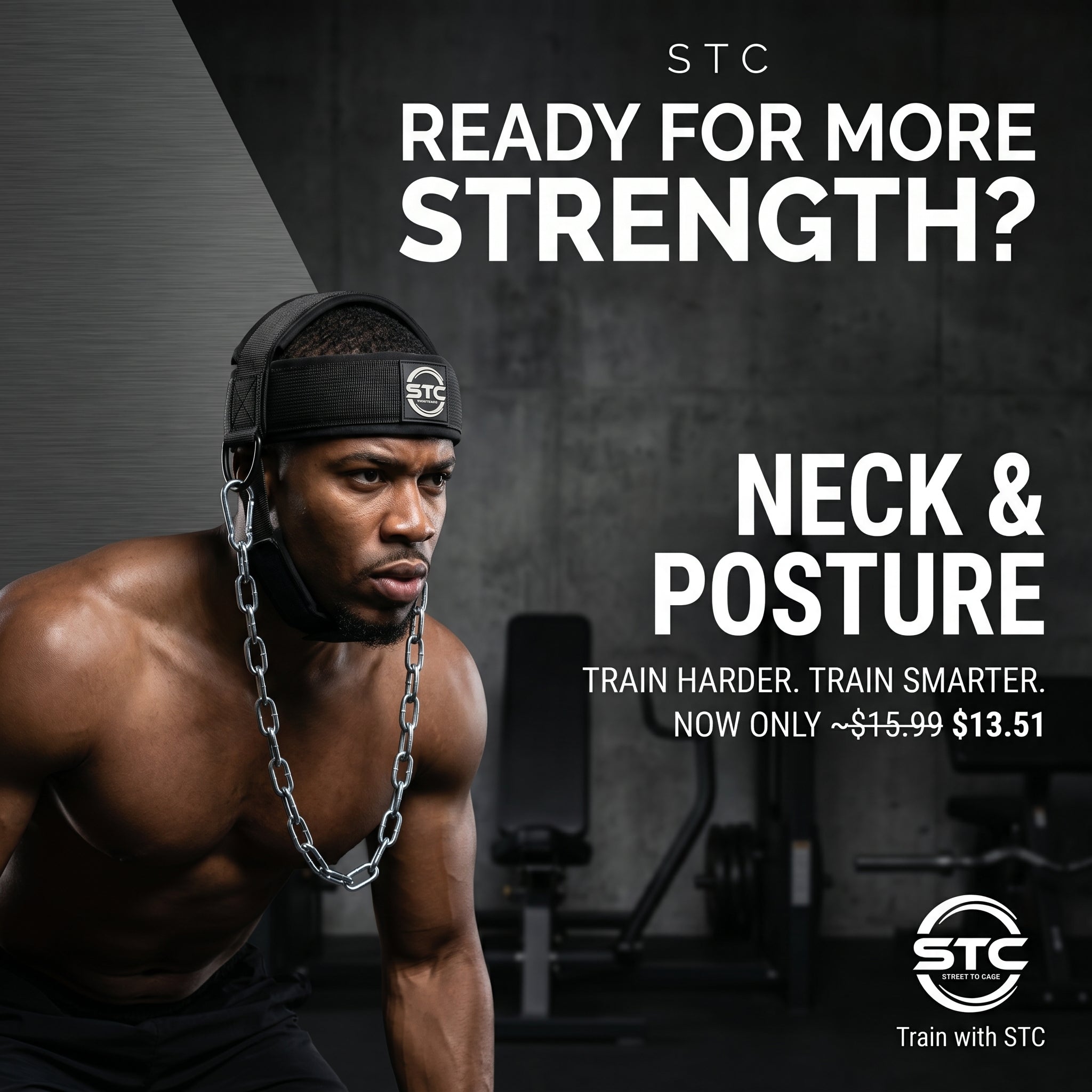 STC Adjustable Head Harness – Neck Training Muscle Builder (Weight Lifting, Black)
