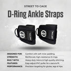 STC D-Ring Ankle Straps Pair – Weight Lifting Cable Attachment (Neoprene, Black)